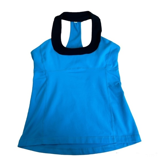 LULULEMON blue black scoop neck racer back tank top Sz 10 - Picture 1 of 9